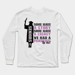 Pandemic Graduation | White And Pearly Purple Text Funny Graduation Long Sleeve T-Shirt